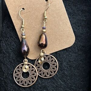 Stunning Bronze Brown Dangle Earrings- Great Gift!